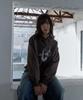 Brown Applique Embroidery Hoodie