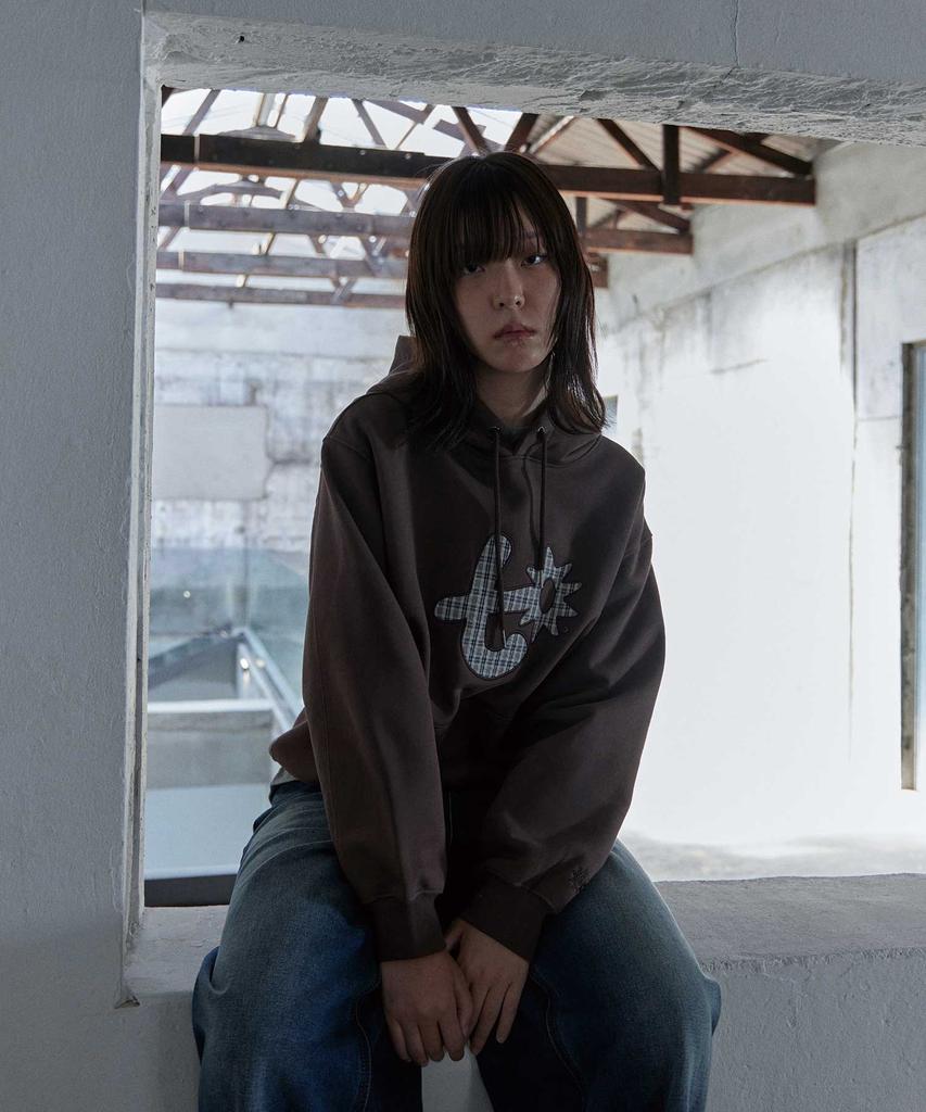 Brown Applique Embroidery Hoodie