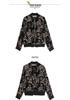 Women's Golden Velvet Autumn Jacket: Chic Hong Kong Style with Print, Loose Fit Baseball Design