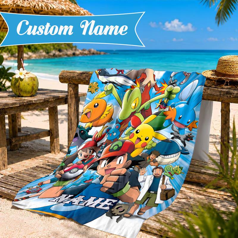 Custom Name Pika Microfiber Beach Towel, Quick-Dry, for Summer Travel, Beach Essential, Picnic Essentials, Swimming Pool