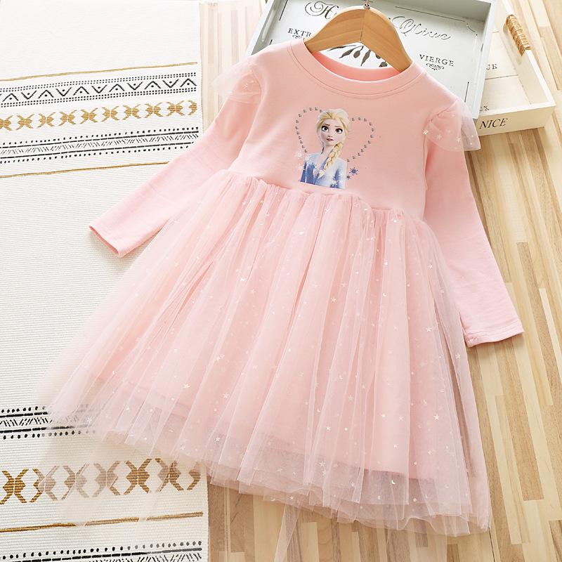 Girls Dress Autumn and Winter Baby Cotton Long Sleeve Mesh Skirt Little Girl Star Aisha Princess Dress