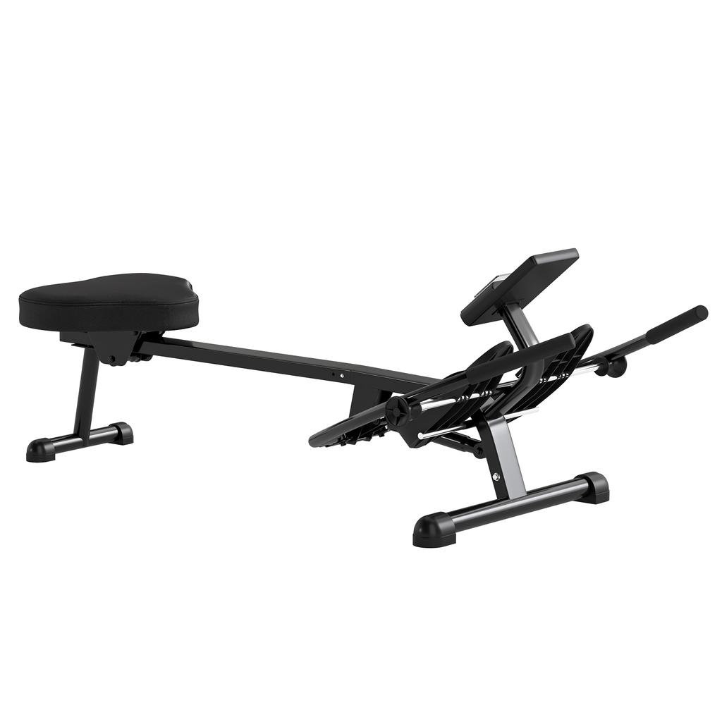 Hydraulický veslařský trenažér 12 úrovní s LCD displejem, pro kardio trénink doma, max. nosnost 130 kg, černá