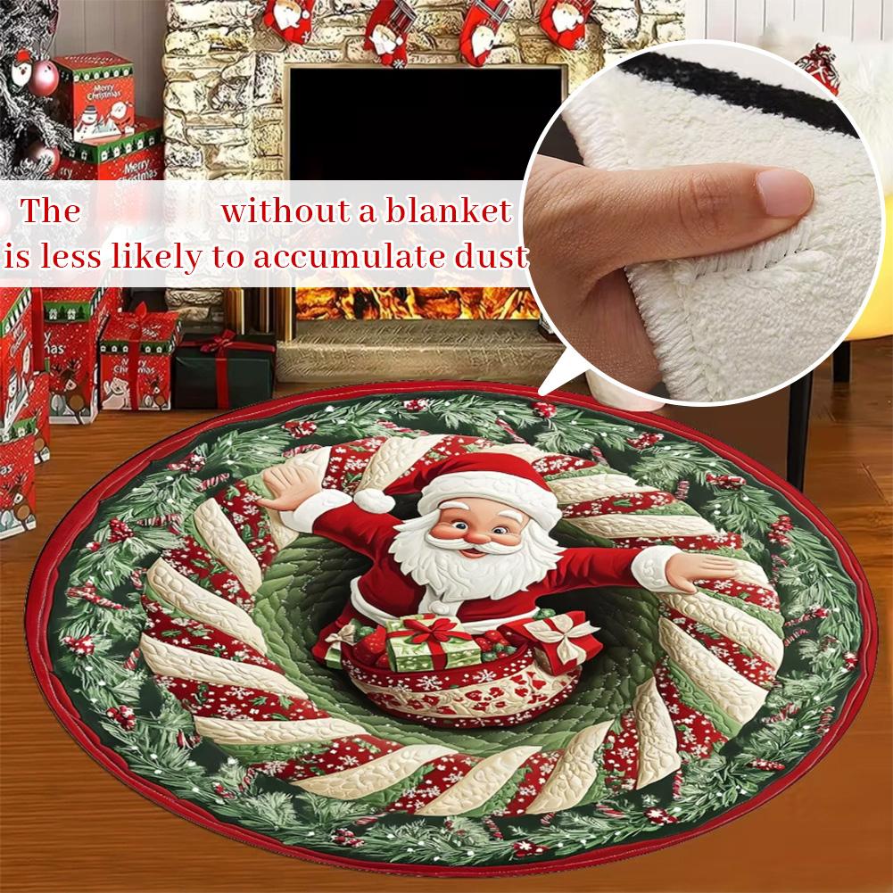 Tapis 3D de Noël Forme Spéciale Père Noël Rouge Antidérapant Décoration d'Ambiance Tapis de Maison Sol P3O3