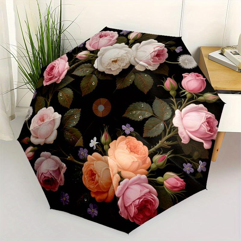 1pc Floral Circular ArrangementUmbrella with Plastic Handle,Suitable for All Seasons Home Travel Outdoor UmbrellaB1795