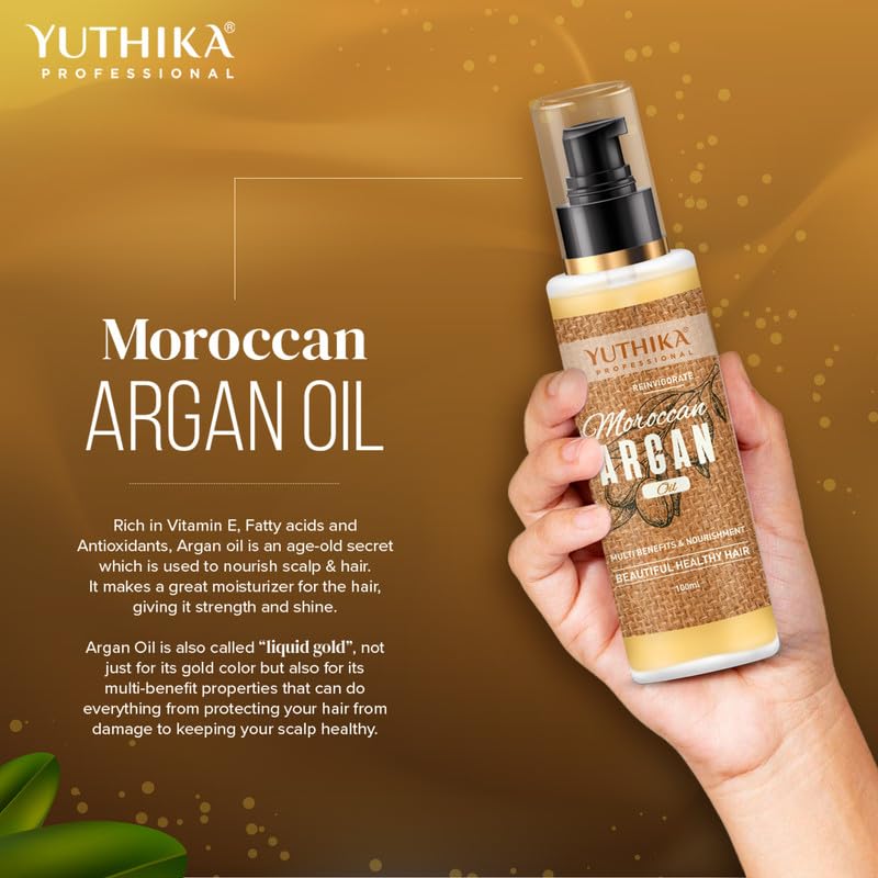 Yutika Professional Moroccan Argan Hair Oil 100 ml For Silky Shiny Nourished Hair Smooth Finish Frizz Control Care