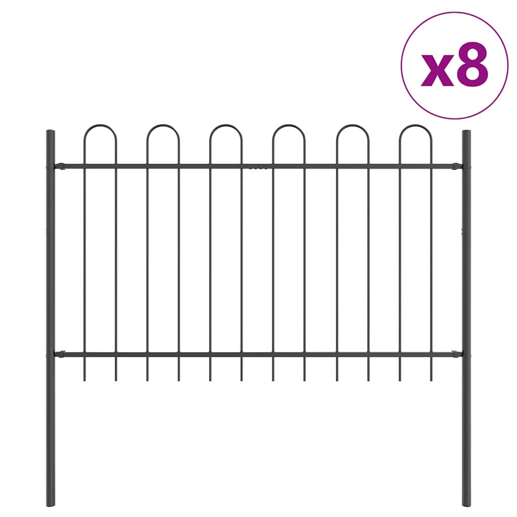 Garden Fence 8 pcs Grey 13.6 x 1.2 m Powder Coated Steel