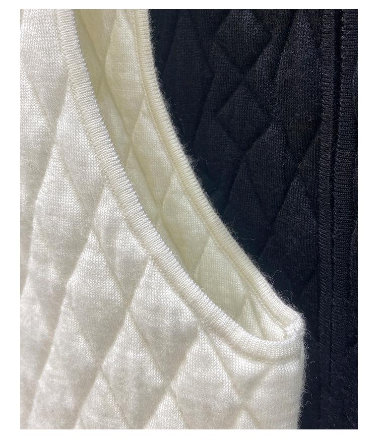 Nanyou Women's Diamond Pattern Wool Stand Collar Zipper Vest - Stylish & Versatile for Autumn/Winter Layering