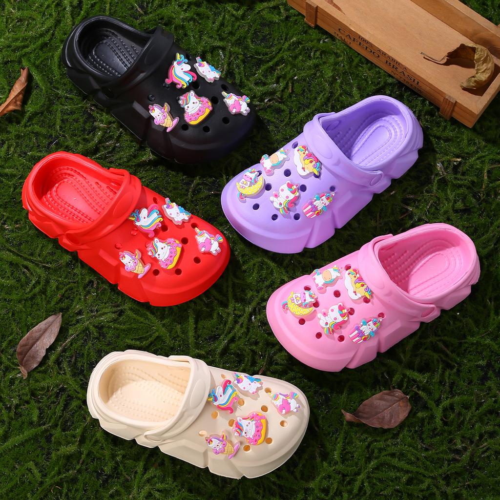 Zoccoli alla Moda Comodi per Bambina con Charms Luminosi a Cartone Animato di Unicorno, Zoccoli Antiscivolo per Interno Esterno Spiaggia Piscina 3057