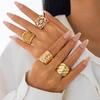 European & American Stacked Style Irregular Alloy Rings: Intersecting Line Hollow Open Ring Set