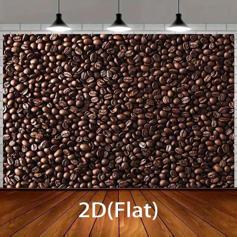 2D Roasted Coffee Beans Backdrop, Coffee Bar Photo Background for Cafe