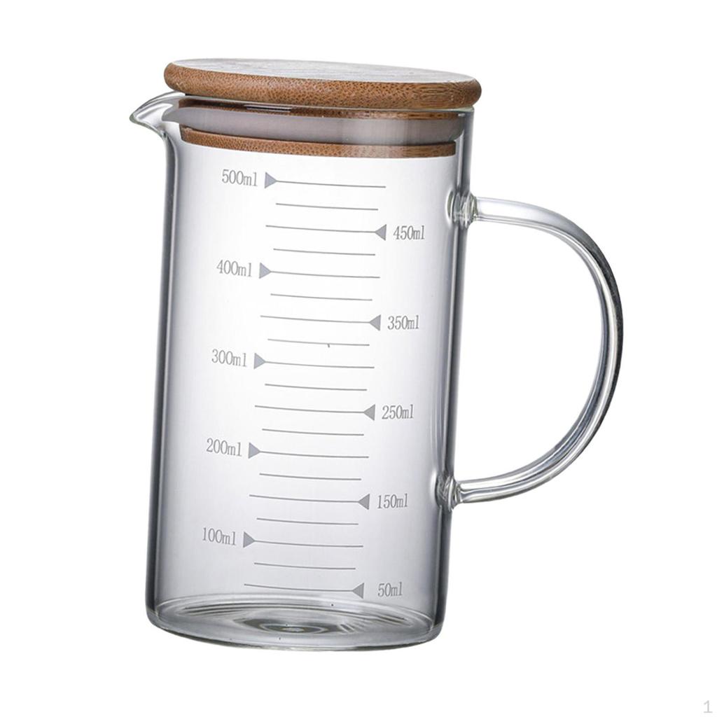 Cup Glass with Scale, Household Heat Resisttant Clear Water Pitcher Lid,