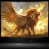 2D Fantasy Winged Golden Lion Tapestry Mythical Creature Wall Decor Cloth for Home & Bedroom