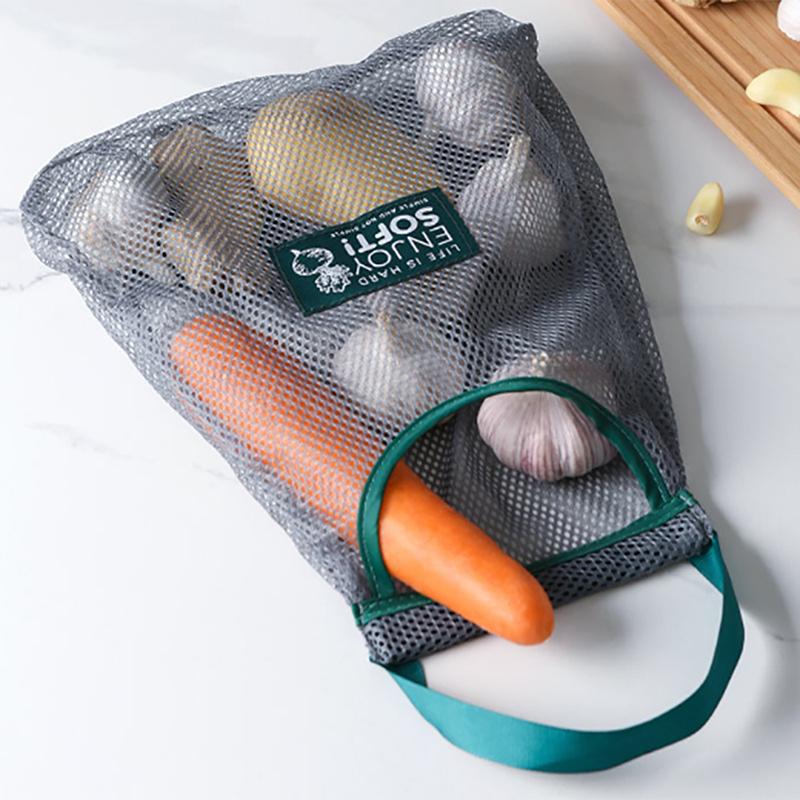 Reusable Kitchen Hanging Mesh Bag Home Fruit And Vegetable Storage Net Bag For Ginger Garlic Potatoes Onions