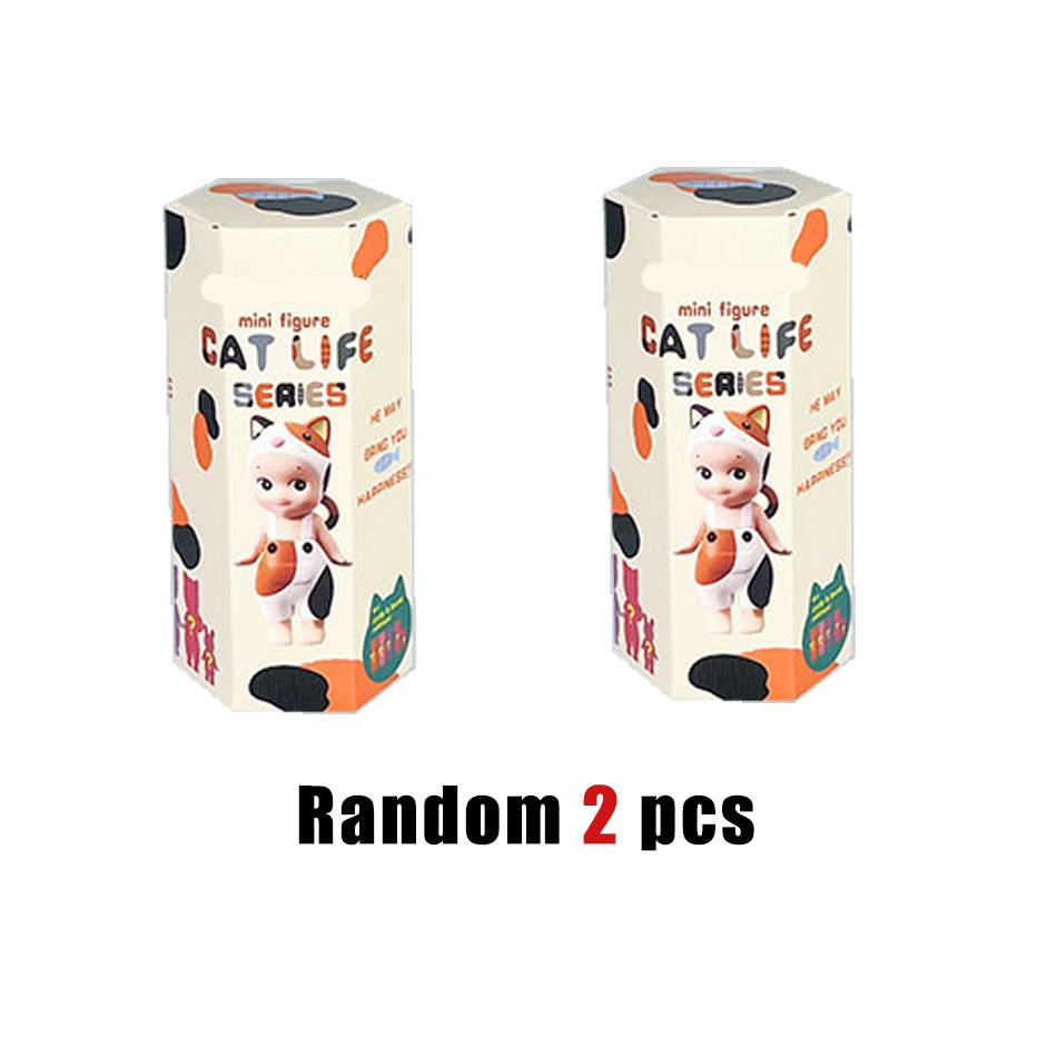 Angel Mini Figure Cat Life Series Blind Box Action Figures Toy Ornaments Doll Model for Fans Kids Christmas Gifts