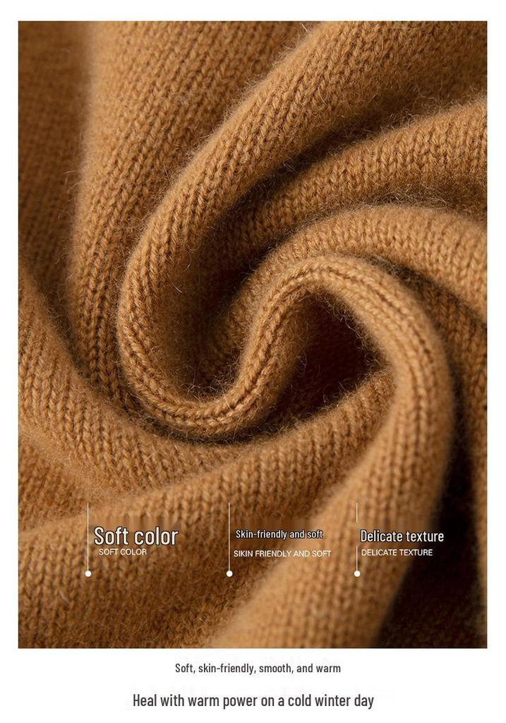 Women's 100% Cashmere Wool Loose Knit Sweater Coat - Round Neck, Spring Cardigan Style.
