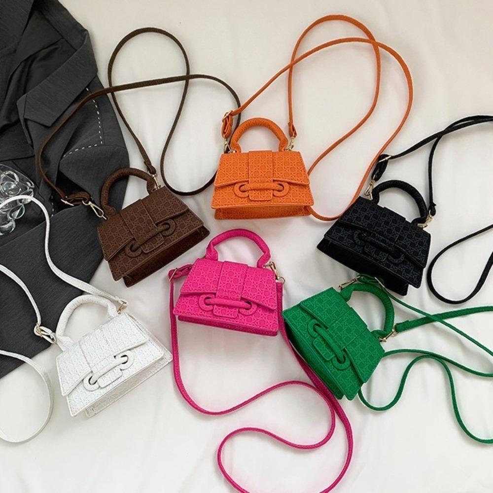 Solid Color Mini Coin Purse Pu Leather Women's Shoulder Bag Makeup Bag Chic Crossbody Bag  Travel