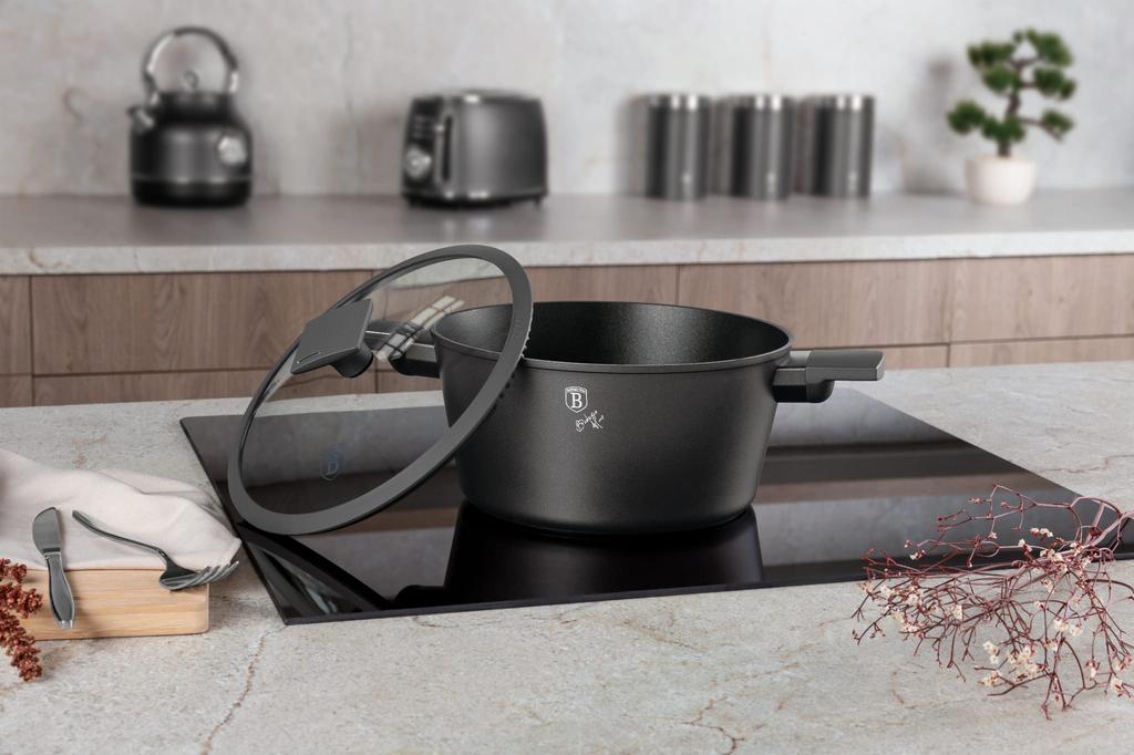 Garnek Tytanowy Z Pokrywką 28cm 6.1L BERLINGER HAUS Antracit BH-8132