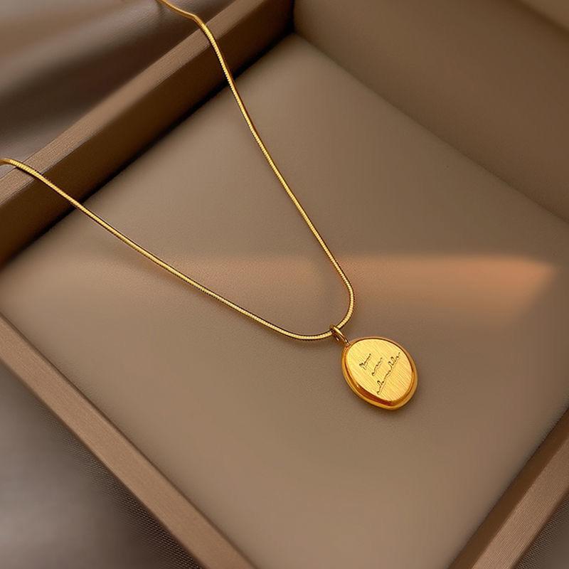 2024 New Irregular English Letter Pendant Gold Color Stainless steel Necklace Fashion For Women's Indelible Accessories