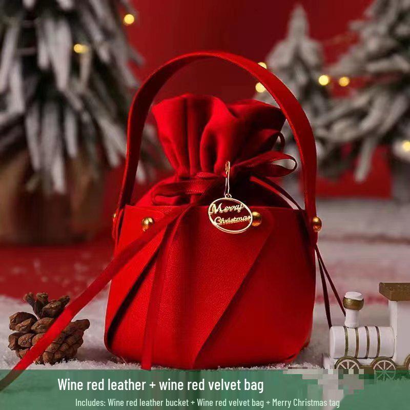 Xiaohongshu 2025 Velvet Drawstring Apple Gift Bag – Christmas Eve Hot Seller
