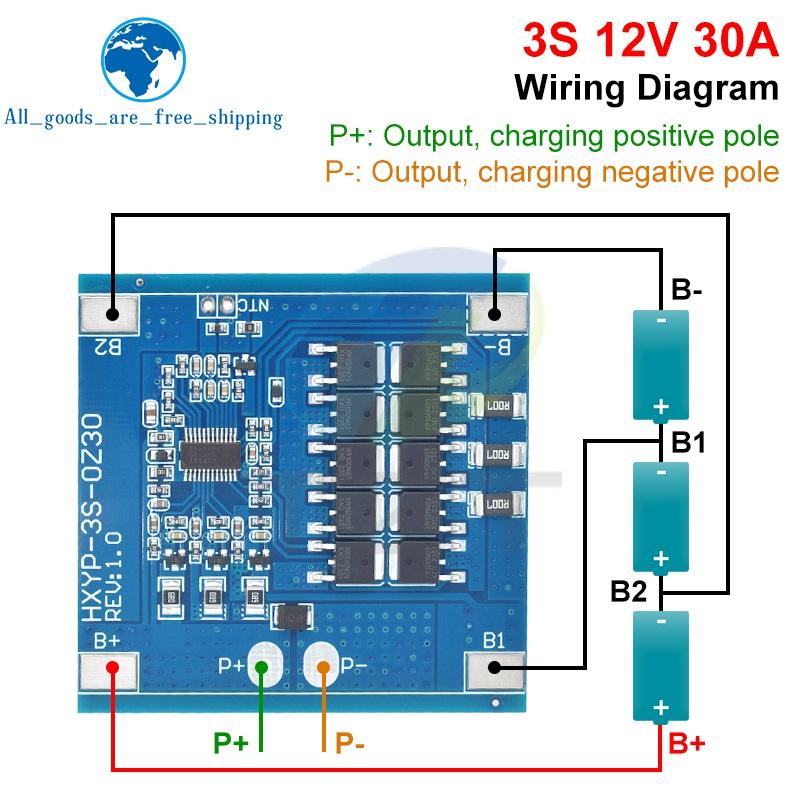 3S 12V 15A 20A 25A 30A BMS 18650 Lithium Battery Protection Board 11.1V 12.6V Anti-Overcharge Balance And Temperature Control