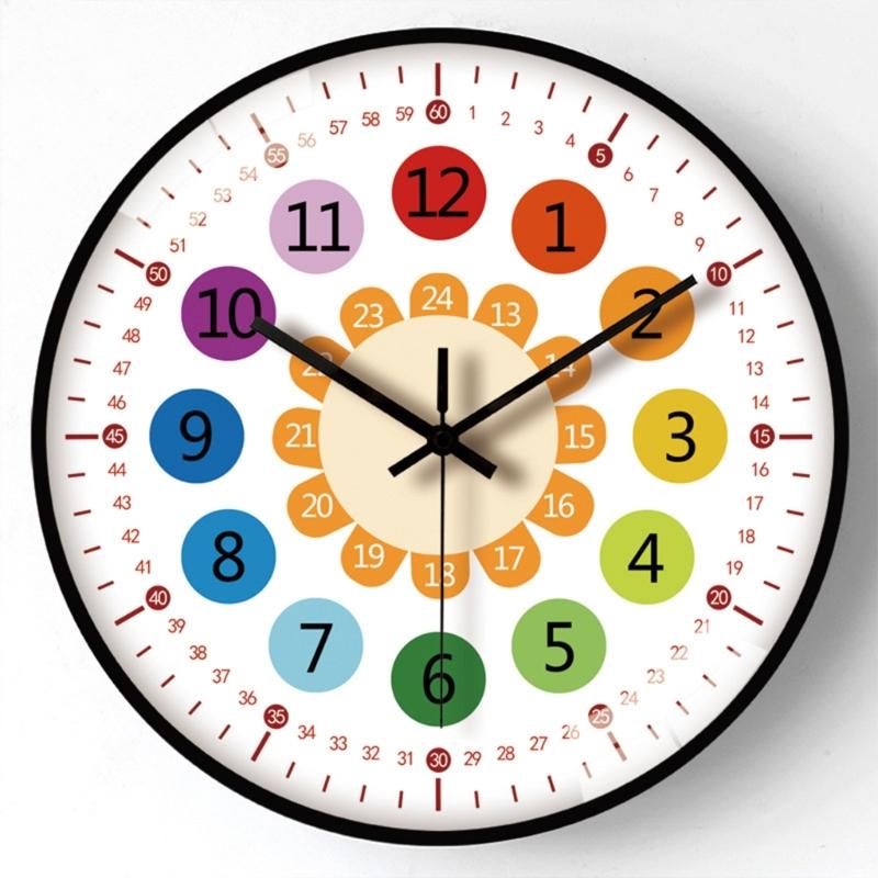 8Inch Cartoon Wall Clock For Kids Early Education Telling Time Teaching Clock With Easy To Read Number Time Management