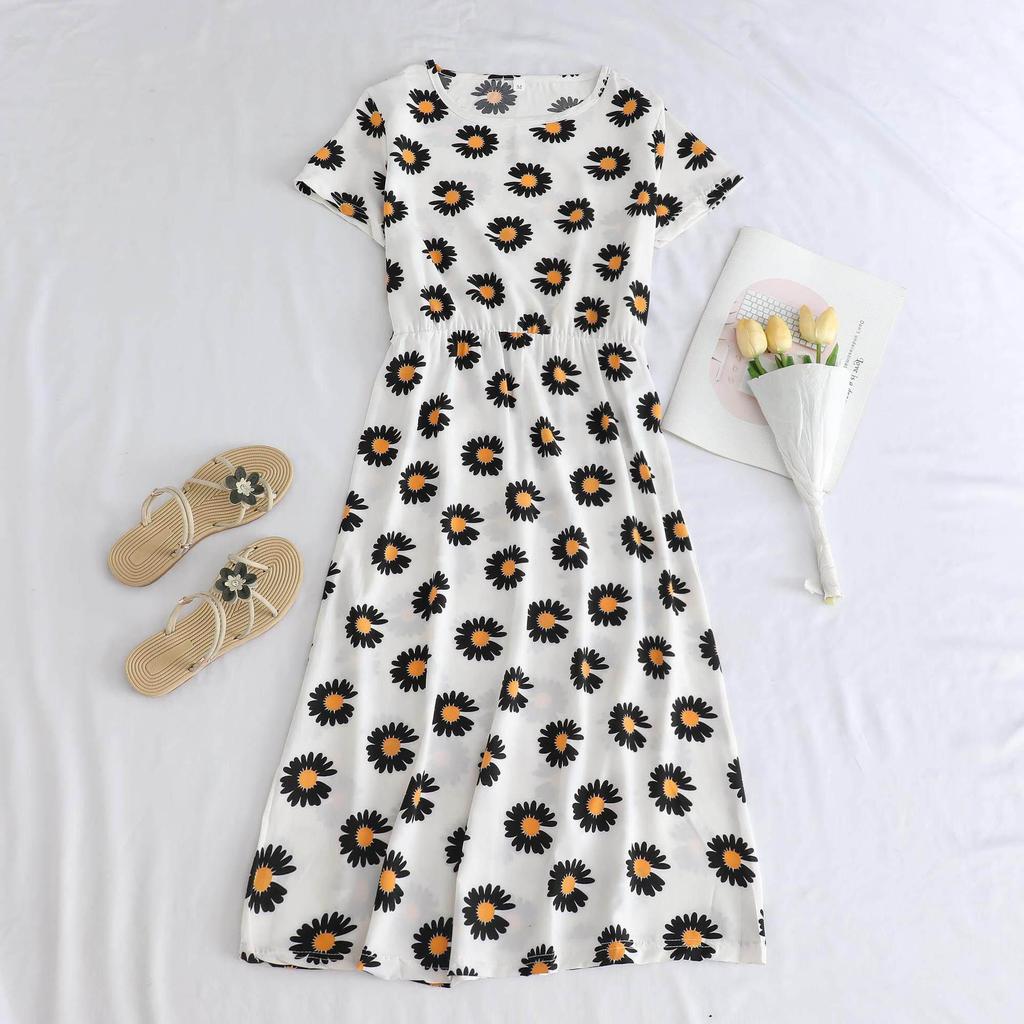 Elegant Mid-Length Short-Sleeved Dress for Middle-Aged and Elderly Women - Fashionable and Age-Reducing