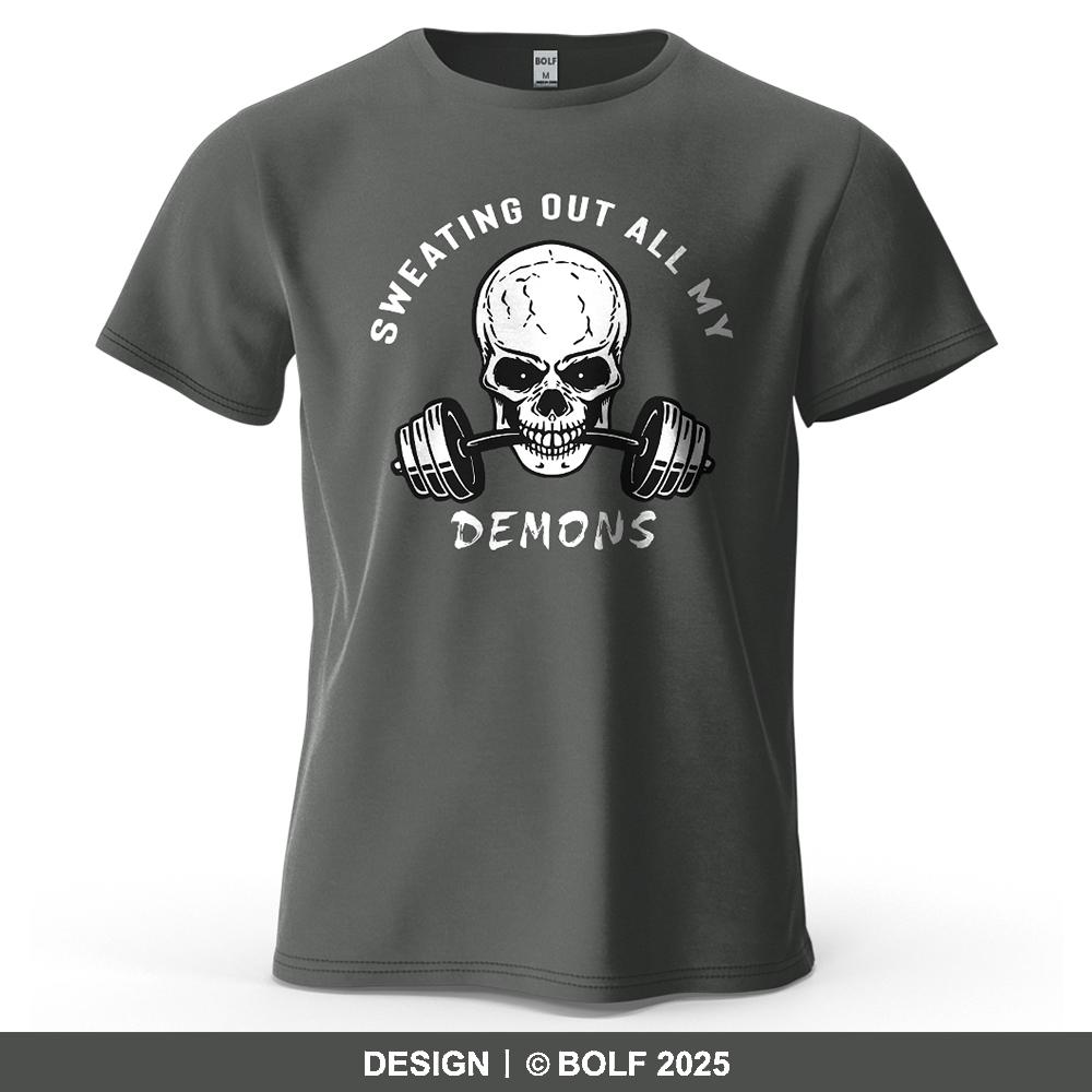 Fitness Skull Motivated Printed Men's T-Shirt Oversized Gym Graphic Tees for Women Tops Tees Casual Streetwear