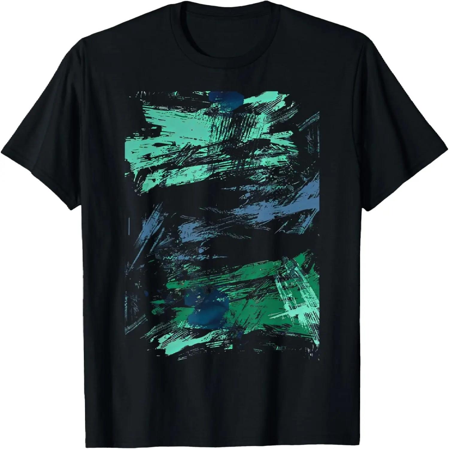 Teal And Black Brushstrokes Graphic T-Shirt S чёрный