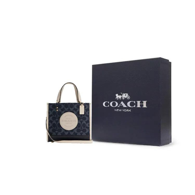Coach Dempsey Fabric Leather Tote Bag , Shopping Bag , Shoulder Bag , Crossbody Bag , Handbag Small Women's Denim Blue (Unisex) Handbags
