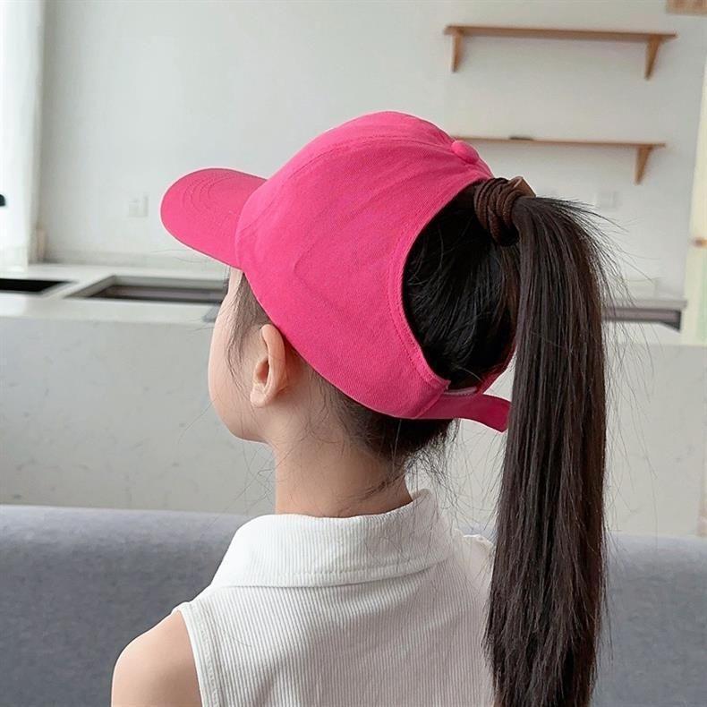 Children's Sweet Embroidered Ponytail Bow Baseball Cap - Breathable, Thin Sun Hat