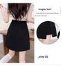 2024 Women's Black Slit Mini Skirt: A-Line Summer Fashion, Petite Fit, Hip-Hugging Design.
