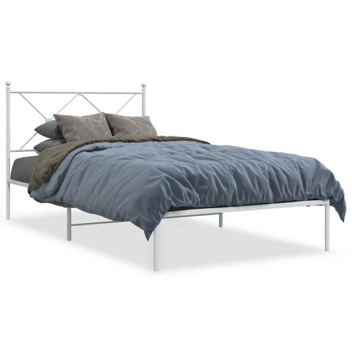 VidaXL Cadre de lit métal sans matelas et tête de lit blanc 100x190 cm 376545