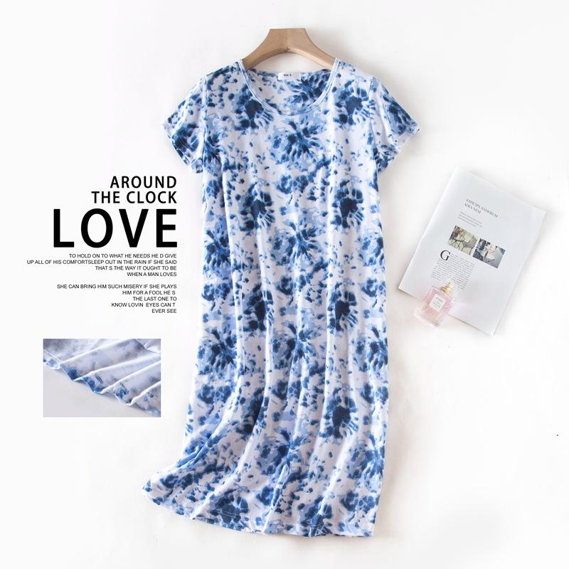 Plus Size Summer Women Nightdress Short Sleeve Cute Cartoon Sleepwear Sweet O Neck Nightgowns Pyjamas Lady's Cotton Sleepdress