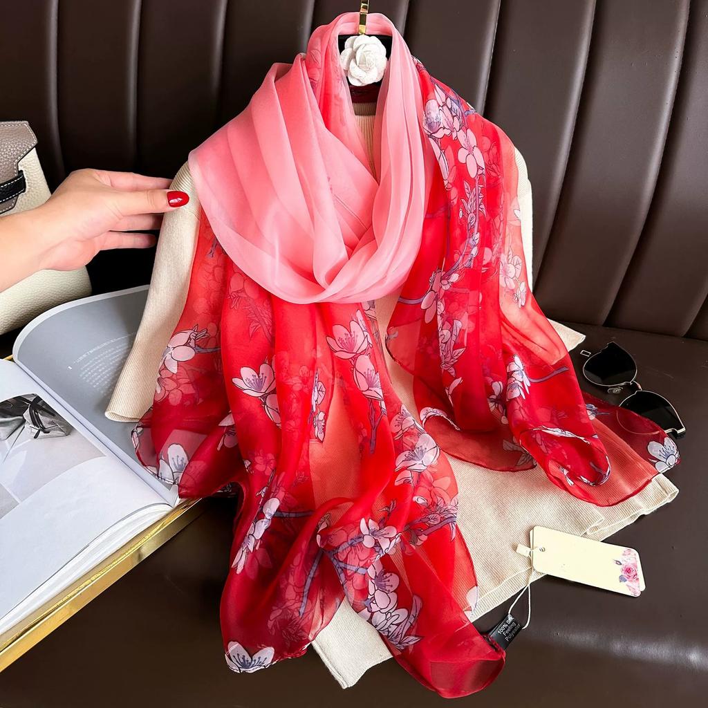Stoles Wraps Silk Scarf Foulard Female Scarves Wraps Hijab Bandana Women Large-size Beach Shawls Muslim HijabsTravel Sunscreen