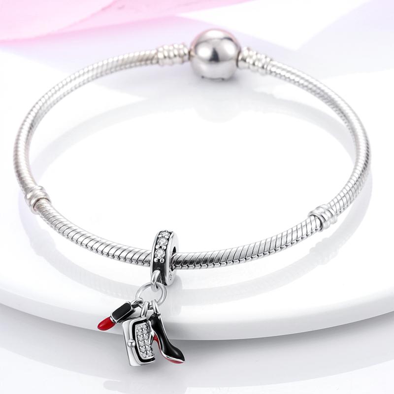 Copper High Heels Lipstick Perfume Charms Pendants Fit Original Bracelet Necklace Diy Beads For Women Jewelry