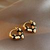 Heart Drip Oil Ear Buckle Korea Sweet All-matching Temperament Hoop Earrings Delicate High-grade New Gold Plating Jewelries