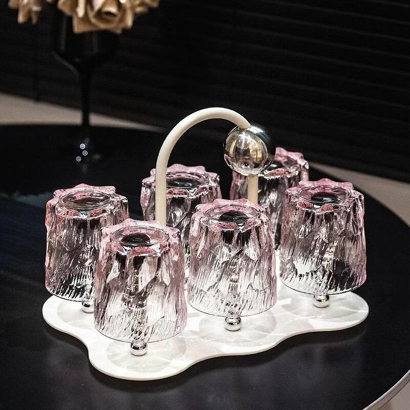 Household Glass Water Cup Set with Draining Rack