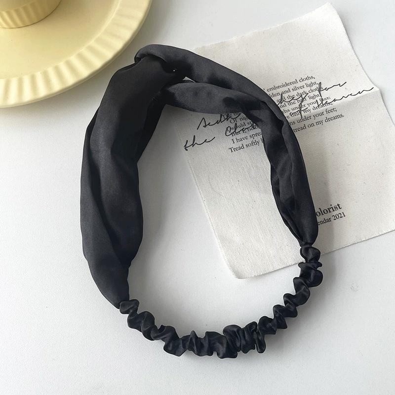 Satin Silk Solid Cross Top Knot Headband Elastic Hair Band Women Girls Scrunchies Hairband Turban Bandanas Hair Accessories