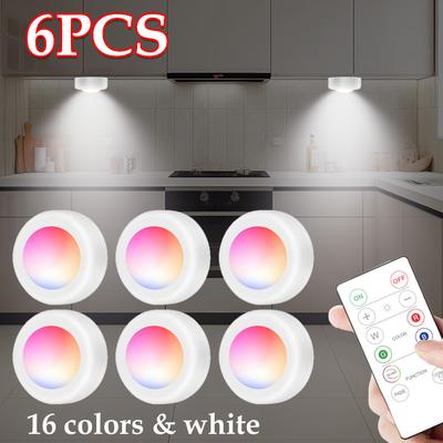 6 יחידות RGB Led מנורות לילה עיצוב חדר מנורות לילה אלחוטיות עם שלט רחוק ניתן לעמעום מתחת לארון אור Led קישוט homeSp