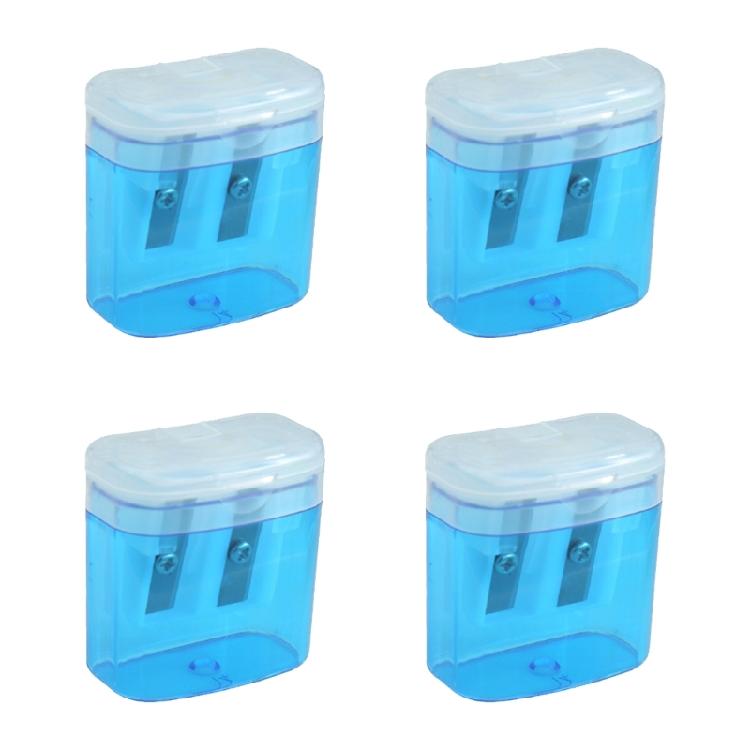 4 Pcs Double Hole Pencil Sharpener Colourful Pencil Cutter with Container Handheld Pencil Sharpener Pencil Cutting Tool