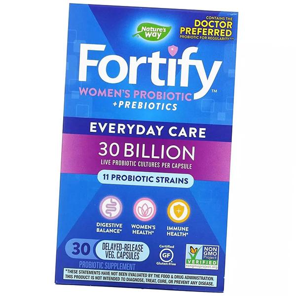 Пробиотики и пребиотик для женщин, Fortify Women's Probiotic + Prebiotics 30 Billion, Nature's Way  30вегкапс (69344010)