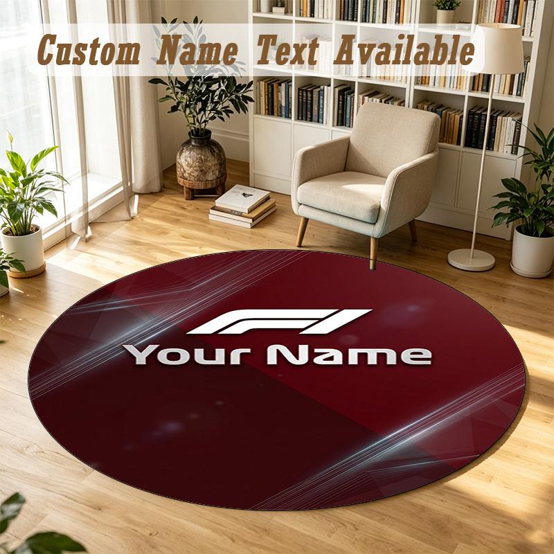Round Rug Custom NameF1 Pattern Non Slip Carpet Home Floor Decor