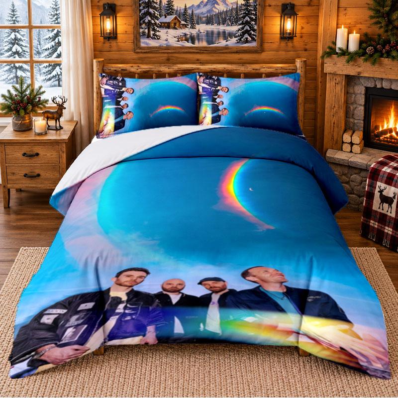 Coldplay Pattern Bedding 3Pcs Set Bed Sheet And Pillowcases For Indoor Bedroom