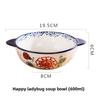 1pcs Creative Large Ceramic Bowl, Household Bowl, Japanese Tableware Set, Cute Animal Pattern, Underglaze Color Fruit Bowls