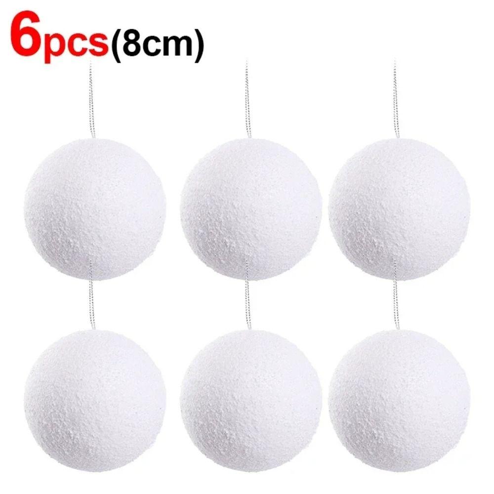 6Pcs White Foam Christmas Balls Wedding Holiday Supplies Portable Home Decorations
