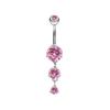 Belly Button Ring With Pink Zircons - Silver - Kp-042 1.6/10