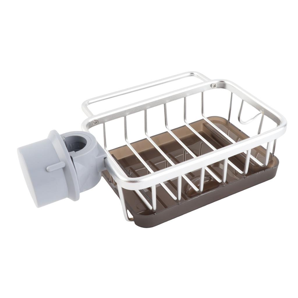 Küchenarmatur Organizer Multifunktional Rostfrei Schwamm Spülmittel Bürste Spülbecken Caddy Halter mit Abtropfschale