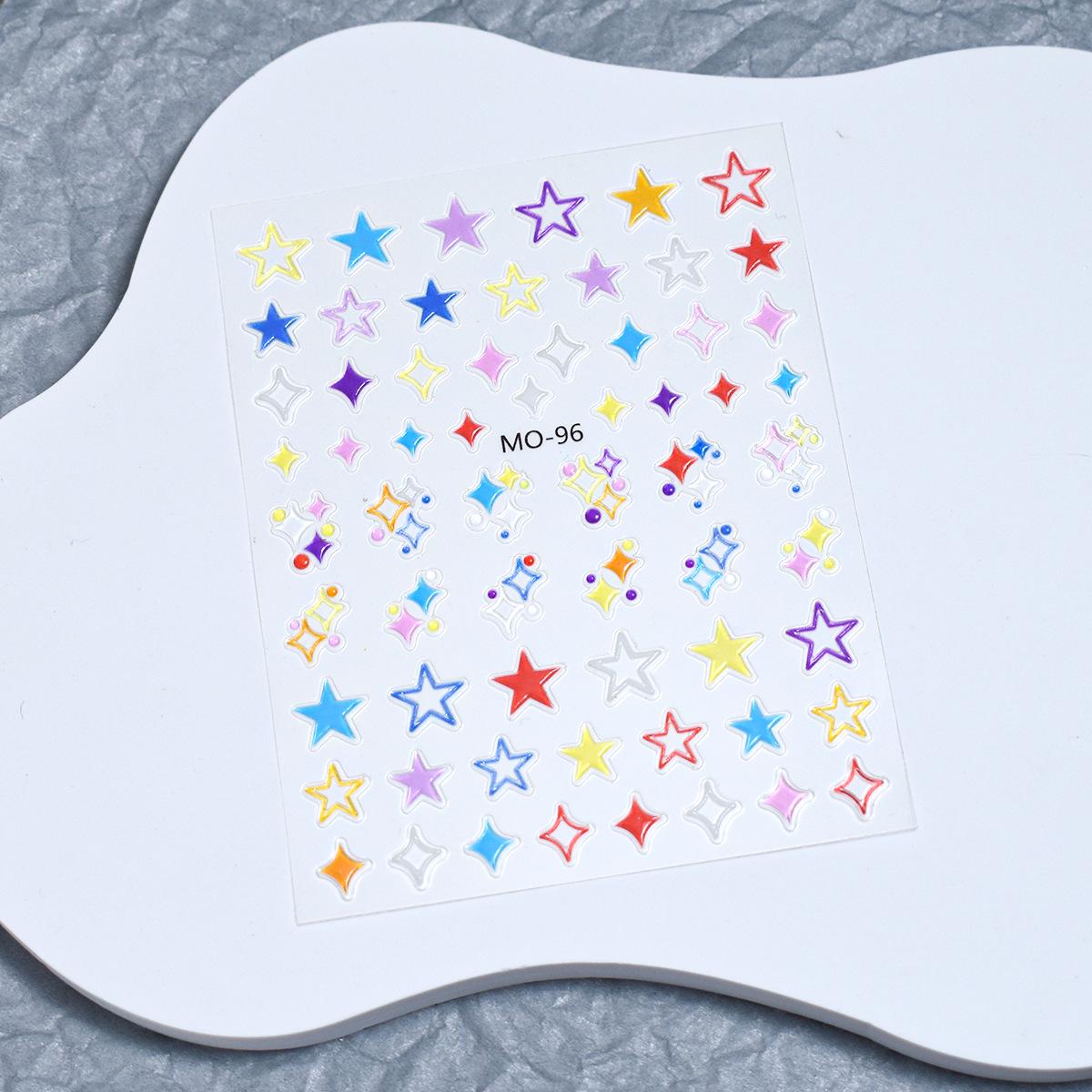 Summer Dopamine 3D Nail Stickers: Cute Heart, Star, Smile Face, Graffiti Jelly Decals