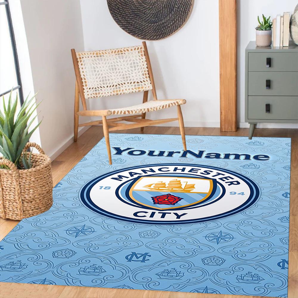 Manchester City Personalized Name Carpet Suitable for Balcony Game Room Outdoor Kitchen Antislip Carpet Decorate Offices