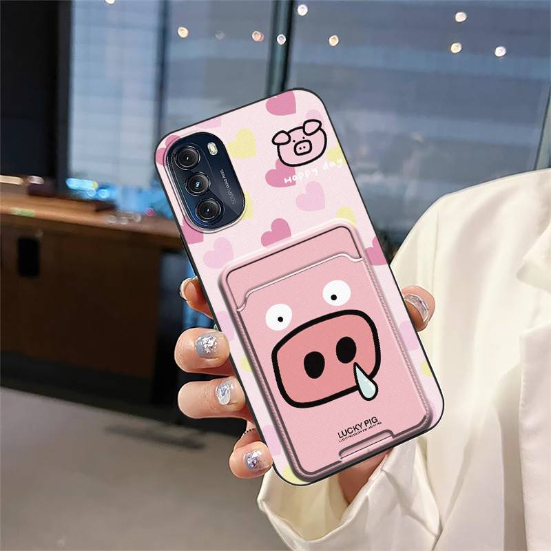Dirt-resistant Cartoon Phone Case For MOTO G 5G 2022 Cute Durable Shockproof Full wrap Card slot Card bag Graffiti Cover